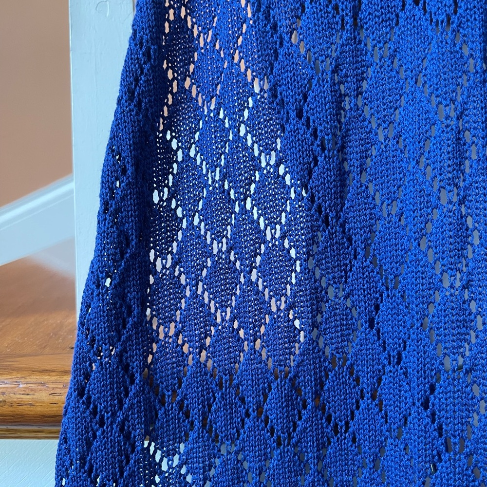 Anthropologie NWT Sz M stunning blue crocheted top-rated halter cover-up dress - Picture 3 of 16